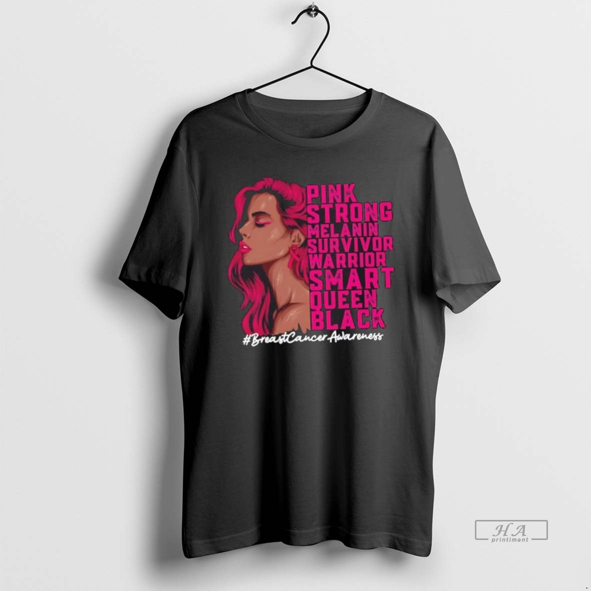 Official Trendy Black Women Queen Strong Survivor Breast Cancer Awareness Pink Ribbon Tee Shirt