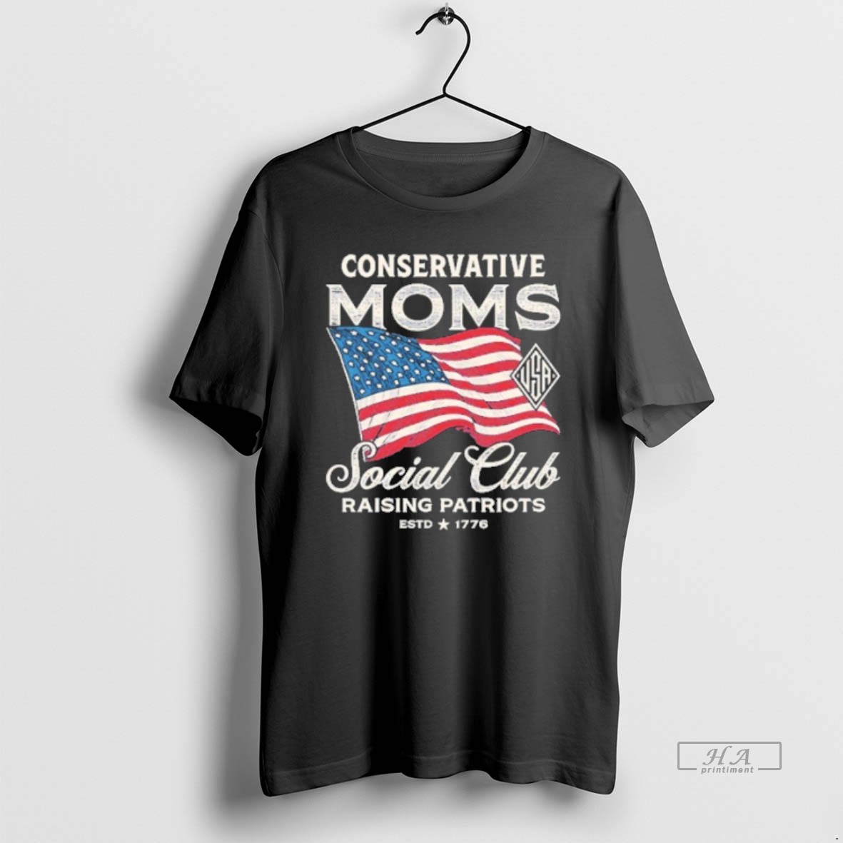 Official Trendy Conservative Moms Social Club Raising Patriots Usa Flag Tee Shirt