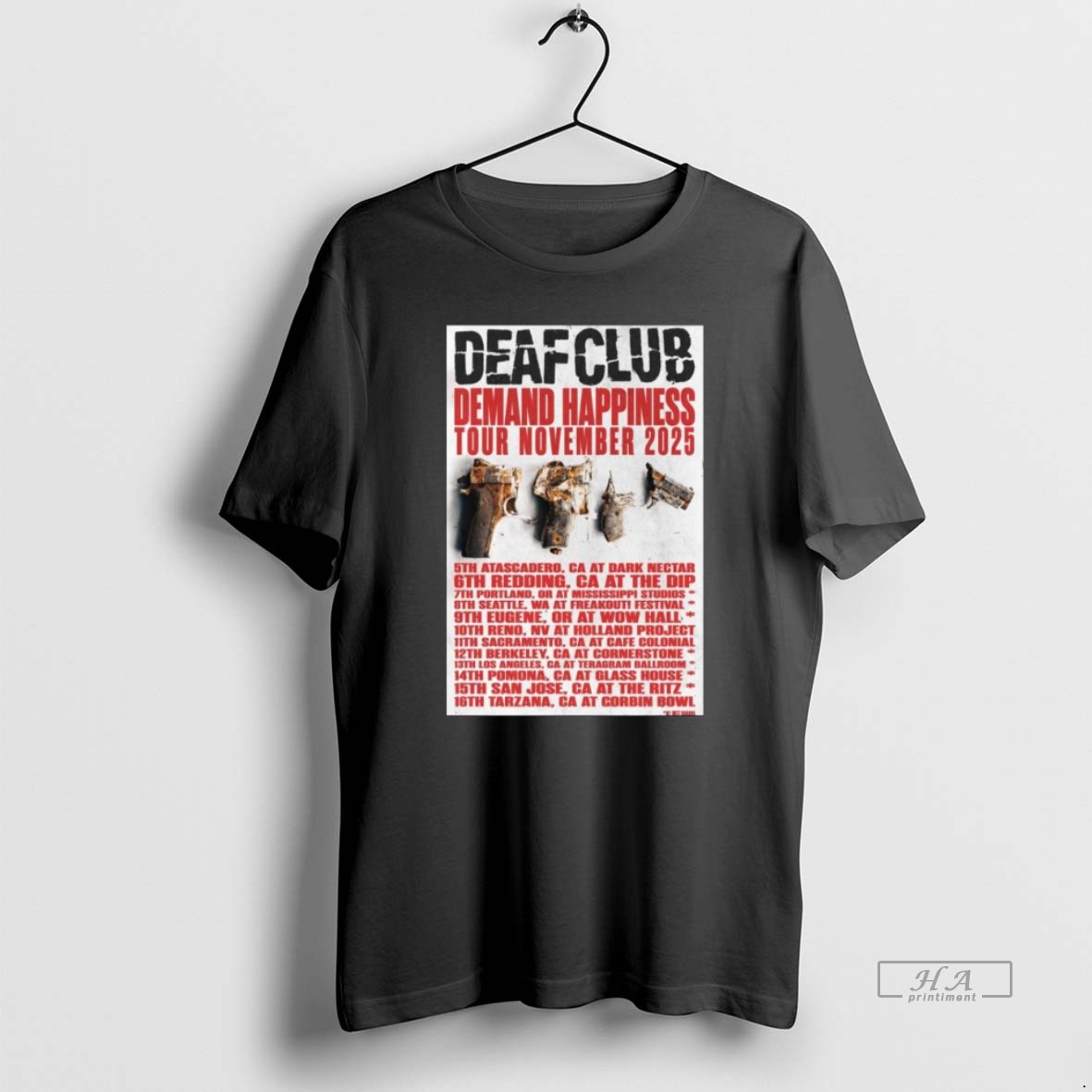 Official Trendy Deaf Club Demand Happiness Tour November 2025 Long Sleve Tee Shirt