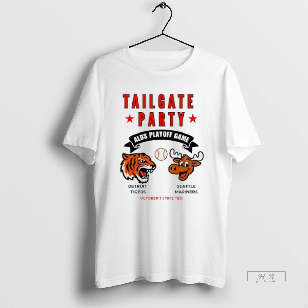 Official Trendy Detroit Tigers Vs Seattle Mariners Alds Tailgate Party Playoff Game Tee Shirt