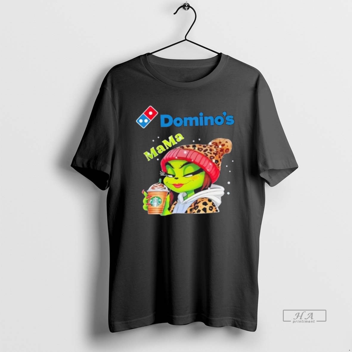 Official Trendy Dominos X Grinch Mama Christmas Tee Shirt