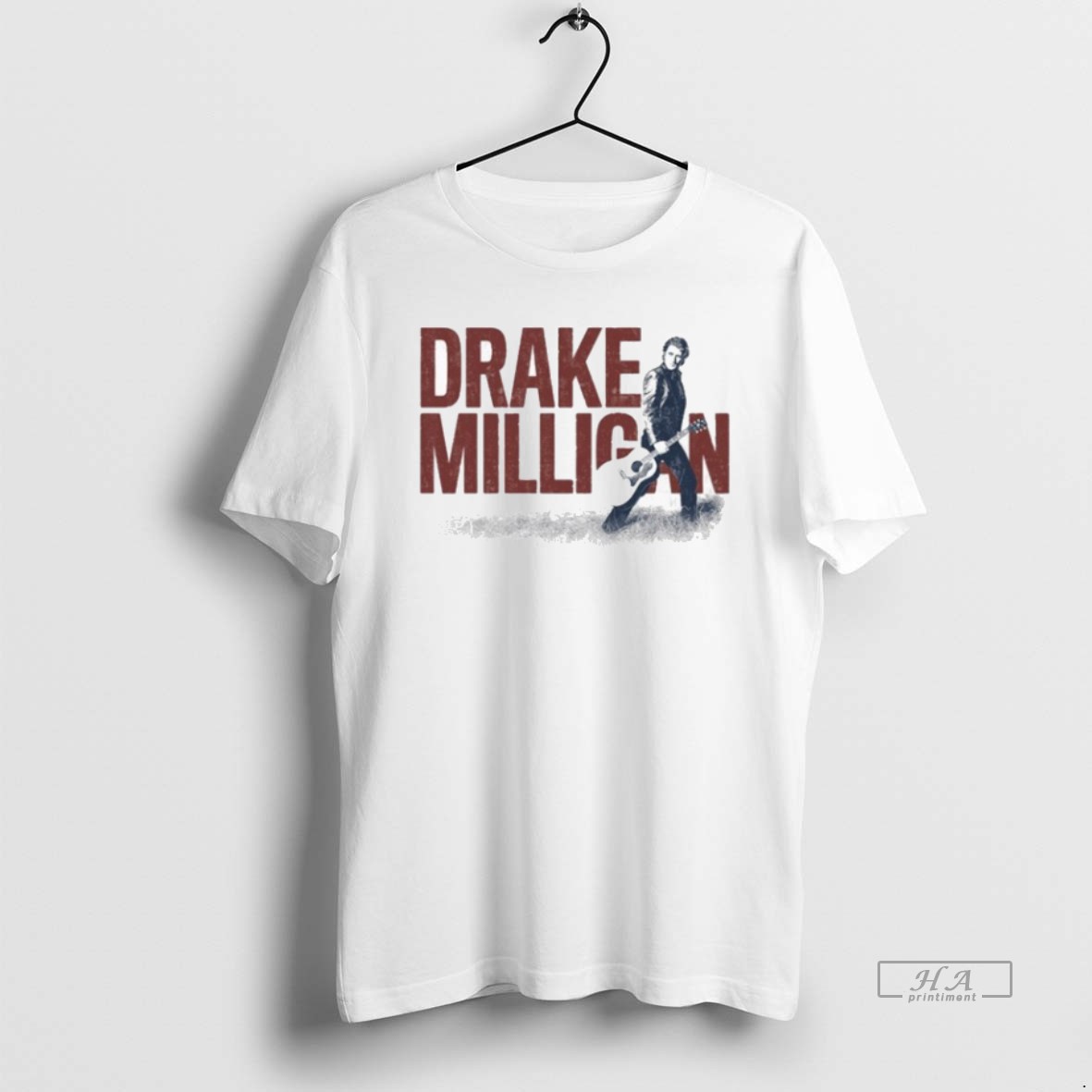 Official Trendy Drake Milligan Silver Guitar Photo Tee Shirt