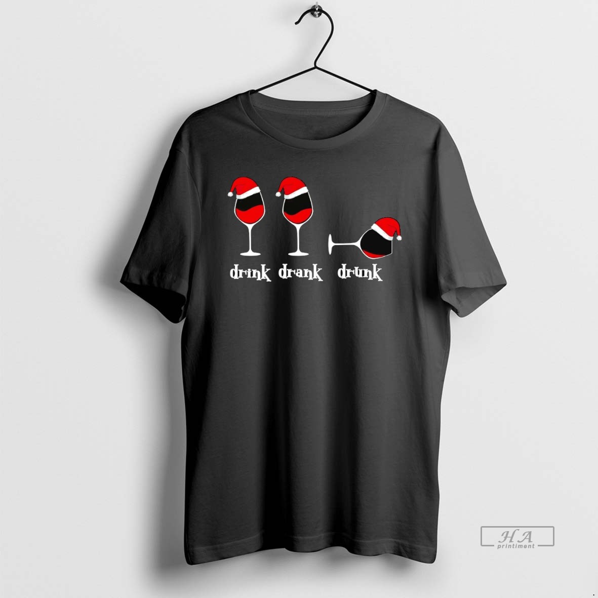 Official Trendy Drink Drank Drunk Wine Christmas Tee Shirt