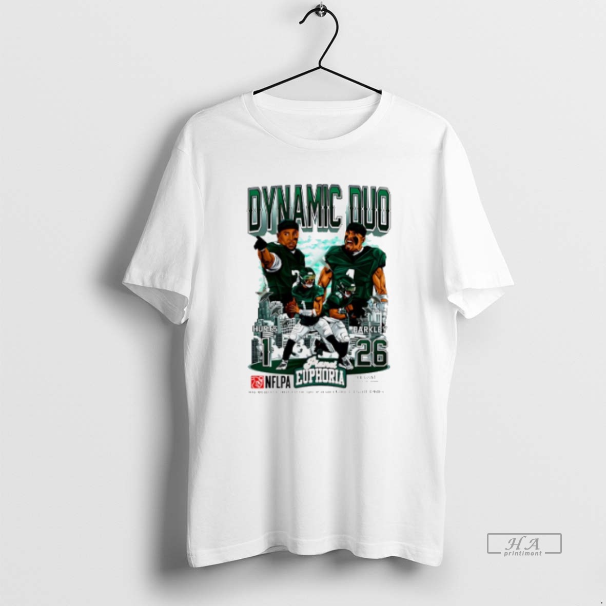 Official Trendy Dynamic Duos Hurts Barkley Philadelphia Eagles City Skyline Tee Shirt