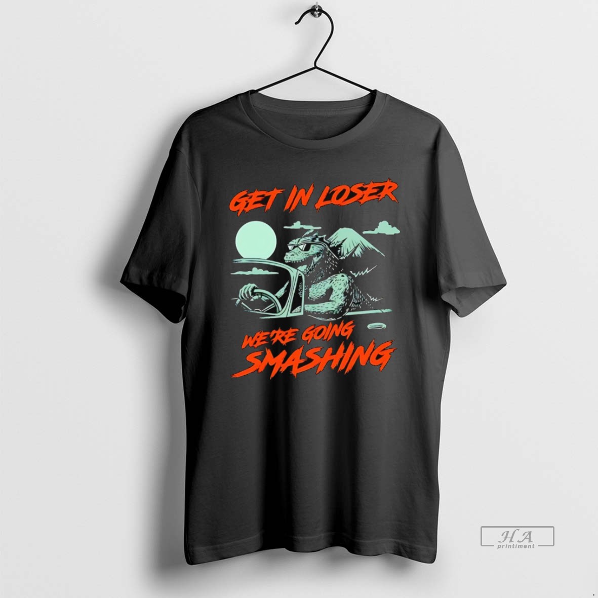 Official Trendy Get In Loser Were Going Smashing Monster Road Trip Tee Shirt
