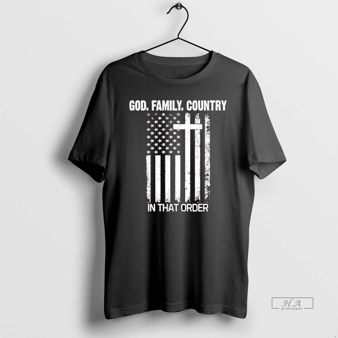 Official Trendy God Family Country In That Order American Flag Tee Shirt