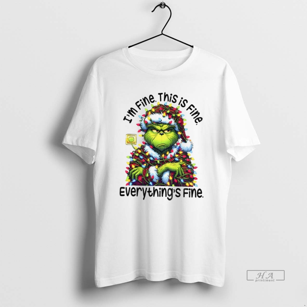 Official Trendy Grinch Im Fine This Is Fine Everythings Fine Happy Christmas Day Tee Shirt
