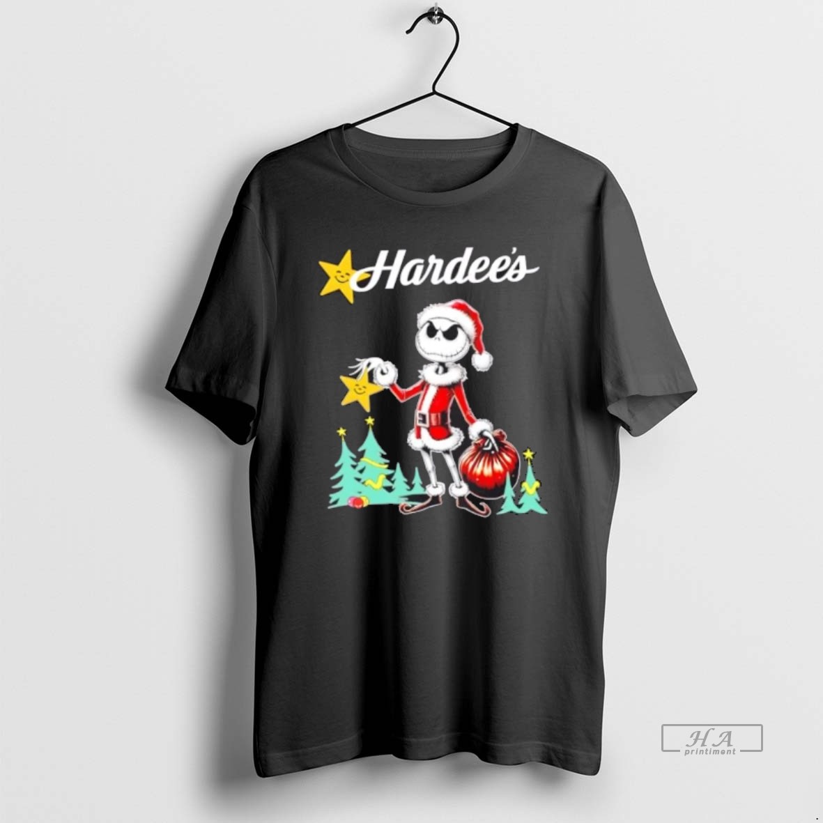 Official Trendy Hardees X Jack Skellington Santa Isnt Real Christmas Tee Shirt
