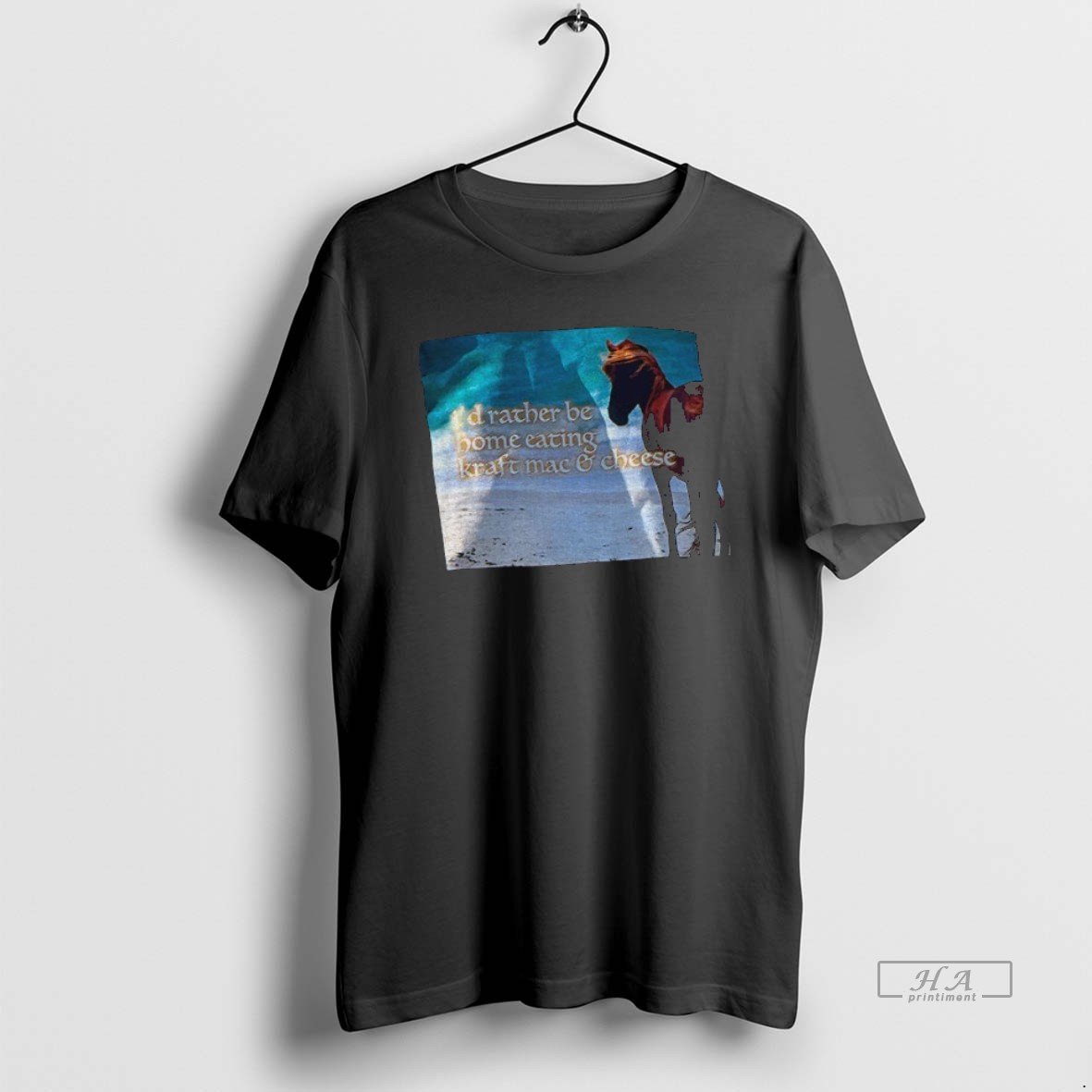 Official Trendy Horse Id Rather Be Home Eating Kraft Mac And Cheese Tee Shirt