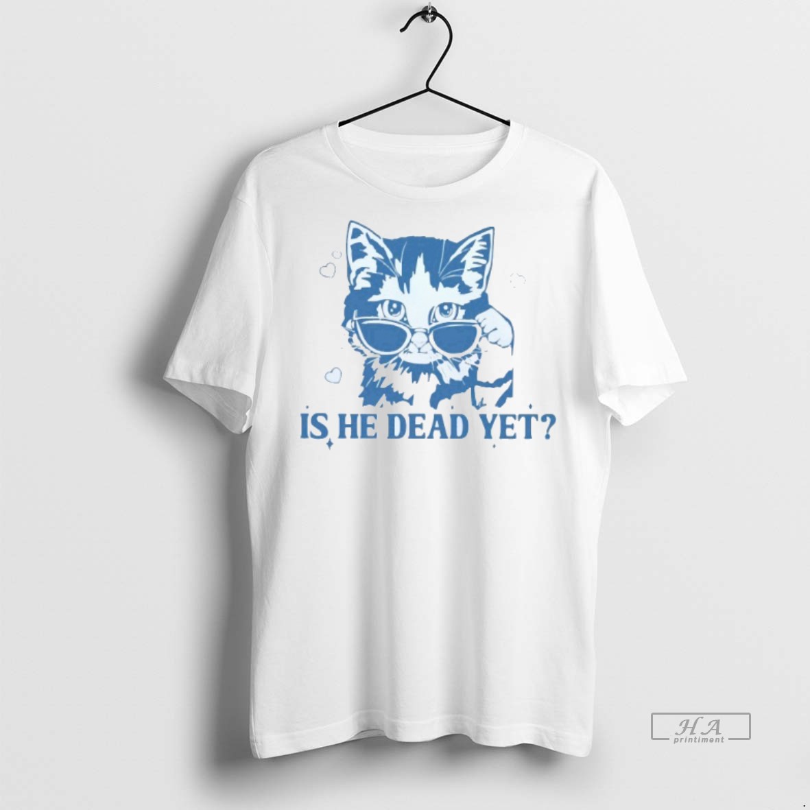 Official Trendy Is He Dead Yet Cat Sunglasses Mens White Tee Tee Sweater Hoodie
