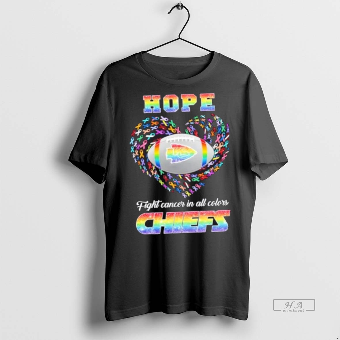 Official Trendy Kansas City Chiefs Football Hope Fight Cancer In All Colors Heart Tee Sweater Hoodie