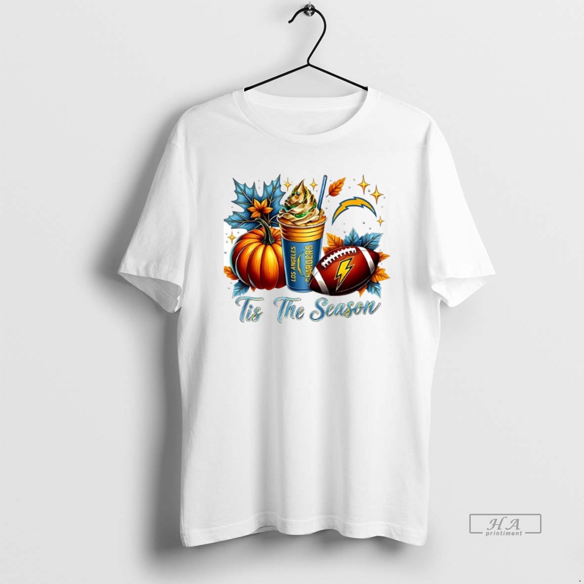 Official Trendy Los Angeles Chargers Tis The Season Halloween Tee Shirt