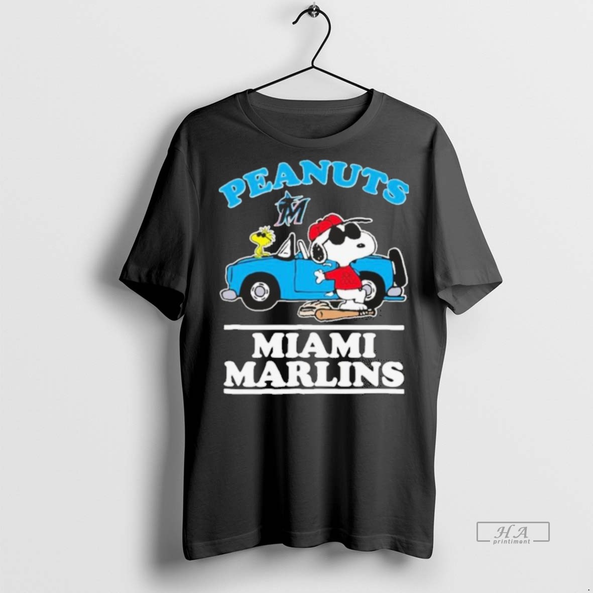 Official Trendy Miami Marlins Snoopy Peanuts Car Baseball 2025 T Men Tee Sweater Hoodie
