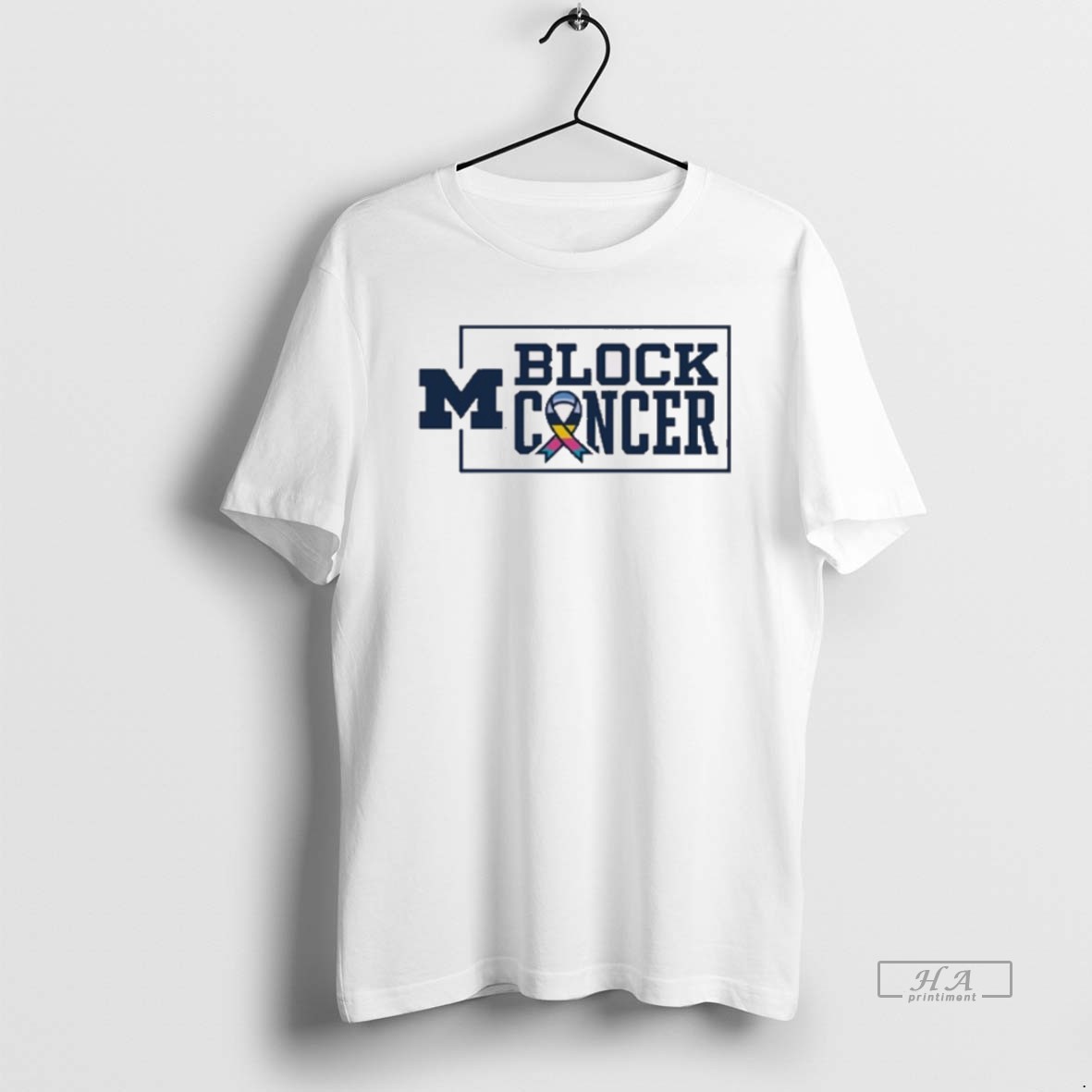 Official Trendy Michigan Wolverines Football Block Cancer Ncaa 2025 Tee Shirt