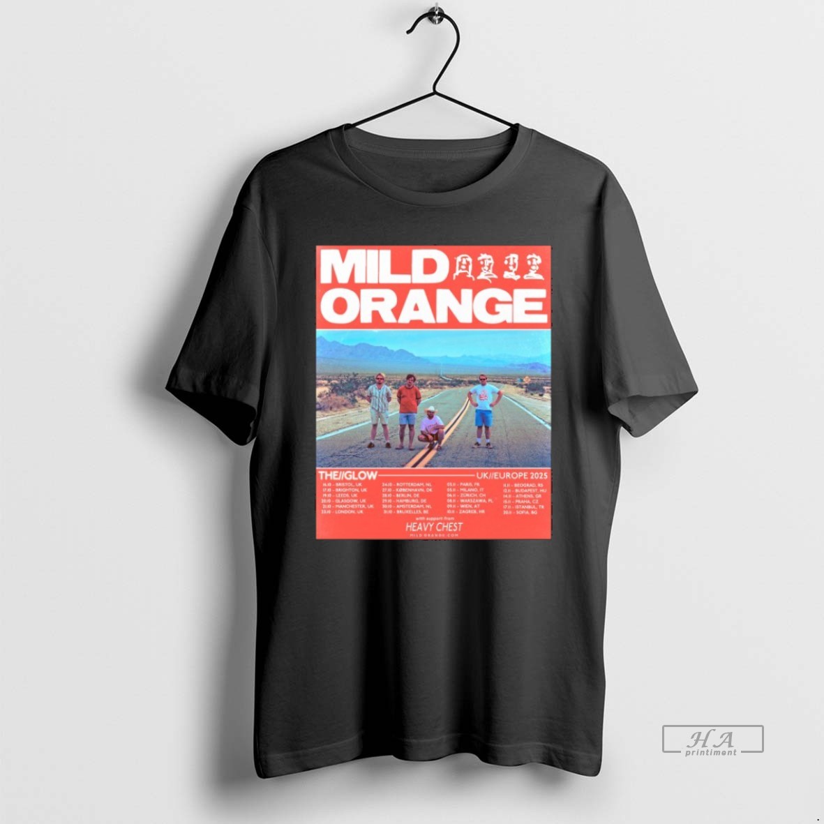 Official Trendy Mild Orange The Glow Uk Europe 2025 Tour Dates Tee Shirt