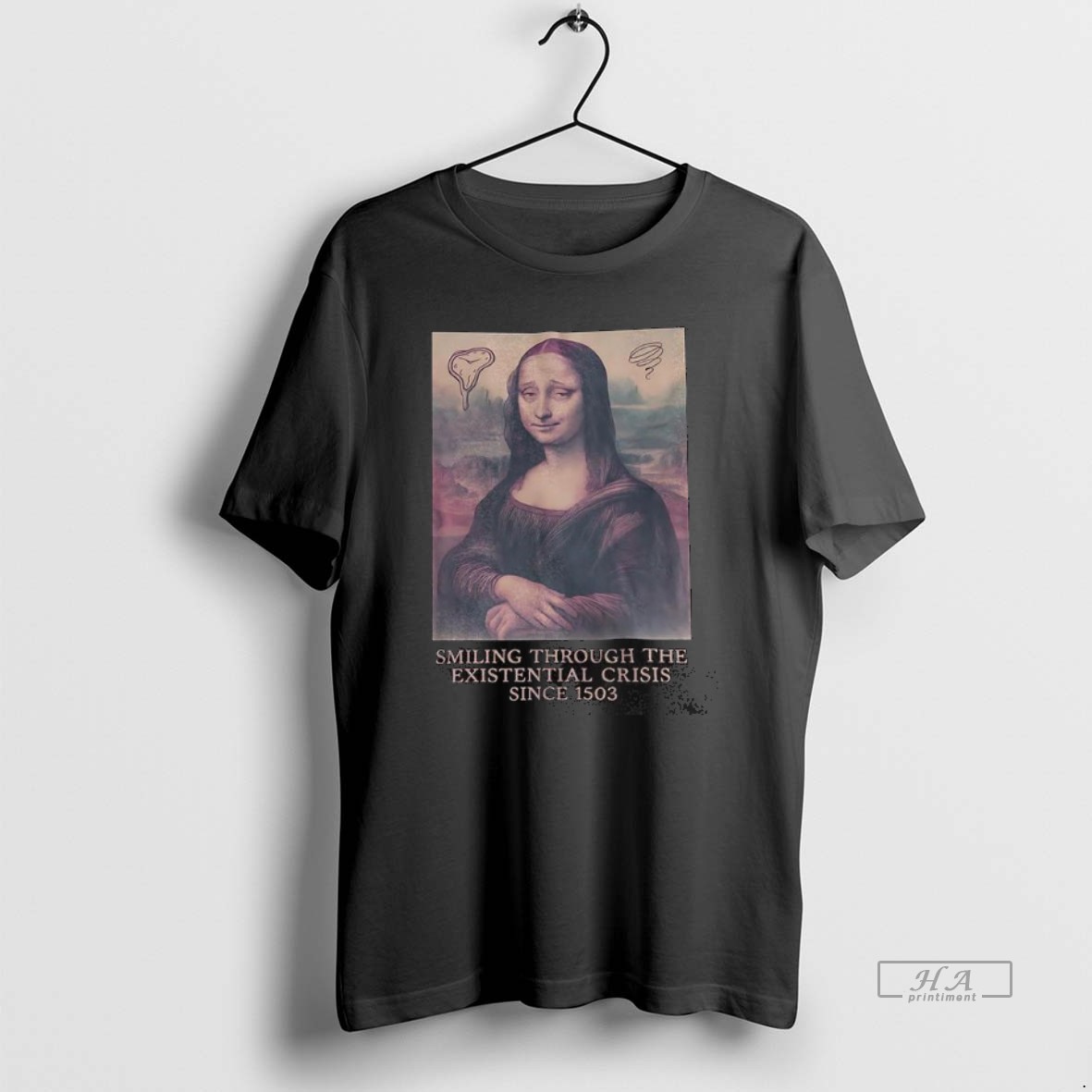 Official Trendy Mona Lisa Smiling Through The Existential Crisis Since 1503 Tee Shirt