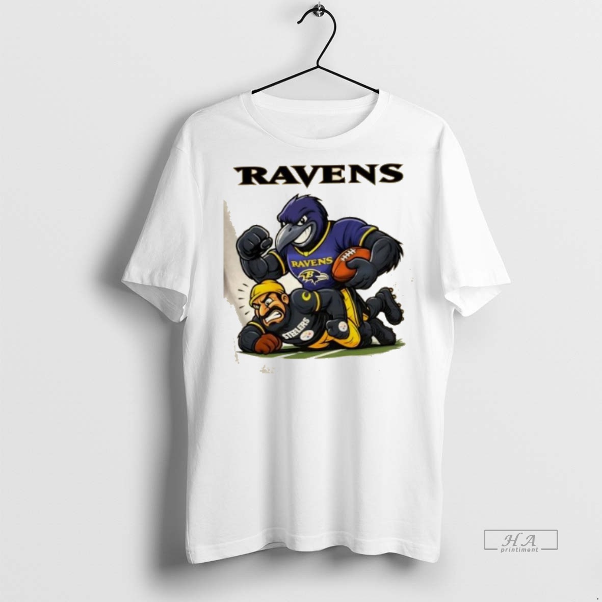 Official Trendy Nfl Baltimore Ravens Win Pittsburgh Steelers Lose Mascots Battle Tee Sweater Hoodie