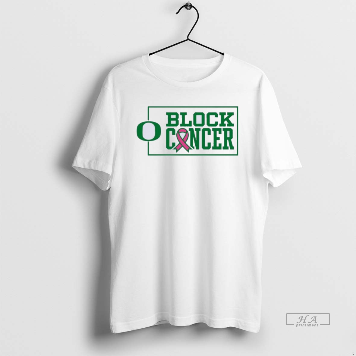 Official Trendy Oregon Ducks Block Cancer Pink Ribbon Tee Shirt 2