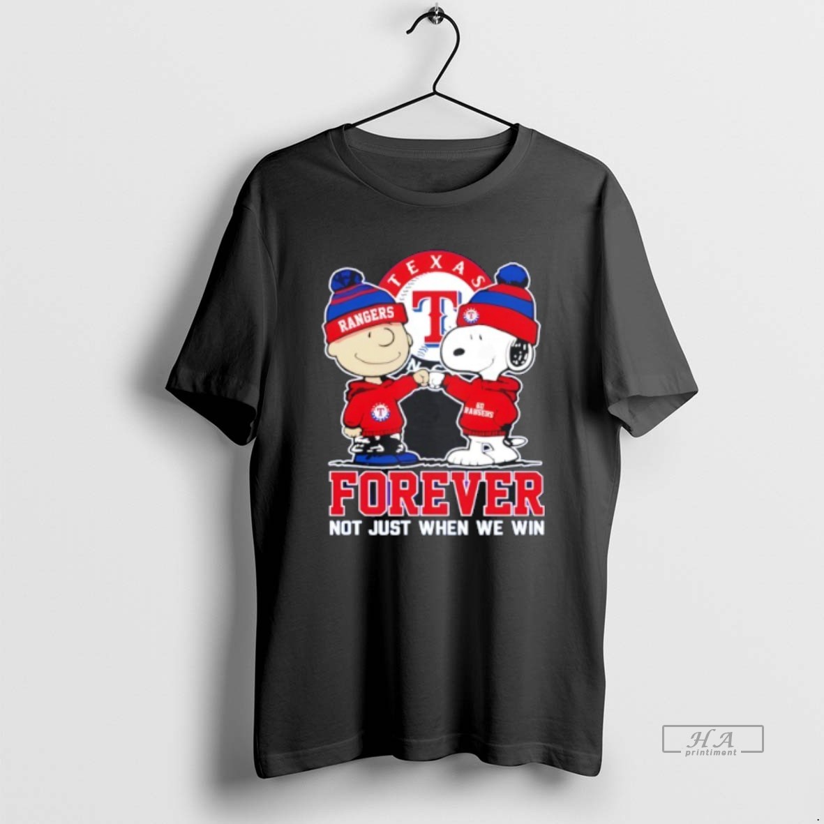Official Trendy Peanuts Charlie Brown And Snoopy Texas Rangers Forever Not Just When We Win Mlb Tee Shirt