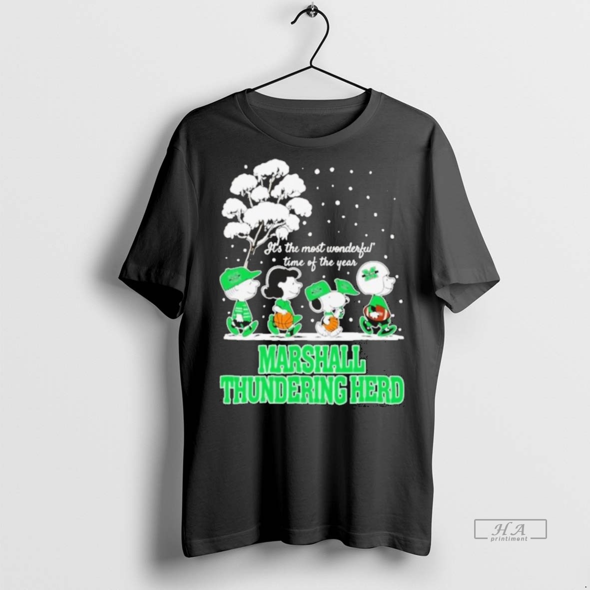 Official Trendy Peanuts Marshall Thundering Herd Winter Its The Most Wonderful Time Of The Year 2025 T Men Tee Sweater Hoodie