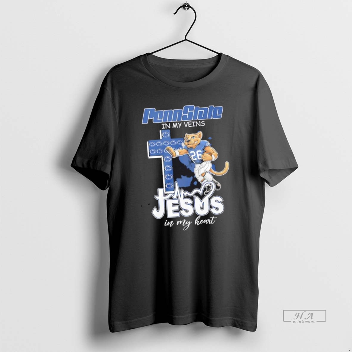 Official Trendy Penn State Nittany Lions In My Veins Jesus In My Heart Lion Mascot Logo Tee Shirt