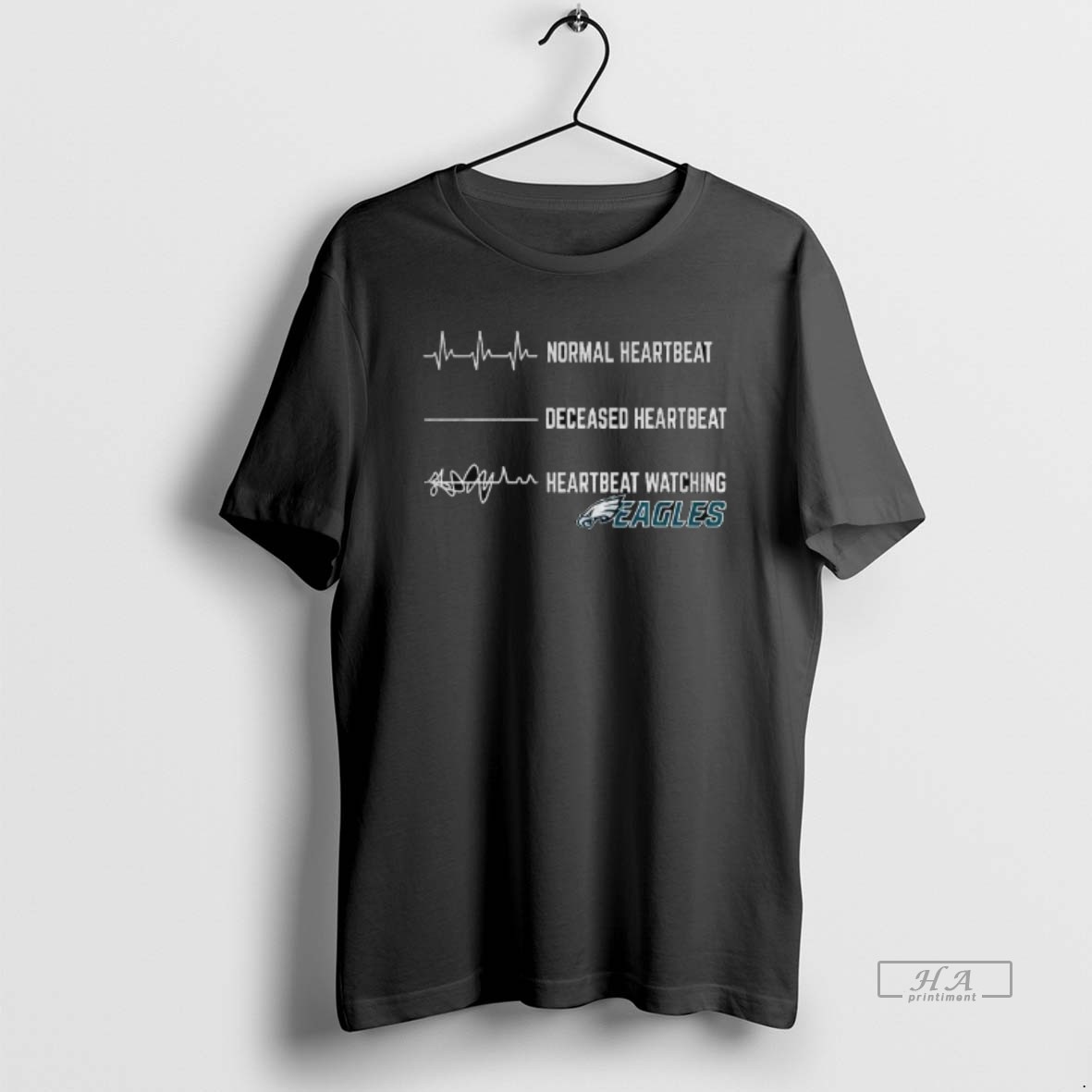 Official Trendy Philadelphia Eagles Football Normal Heartbeat Deceased Heartbeat Heartbeat Watching Tee Shirt