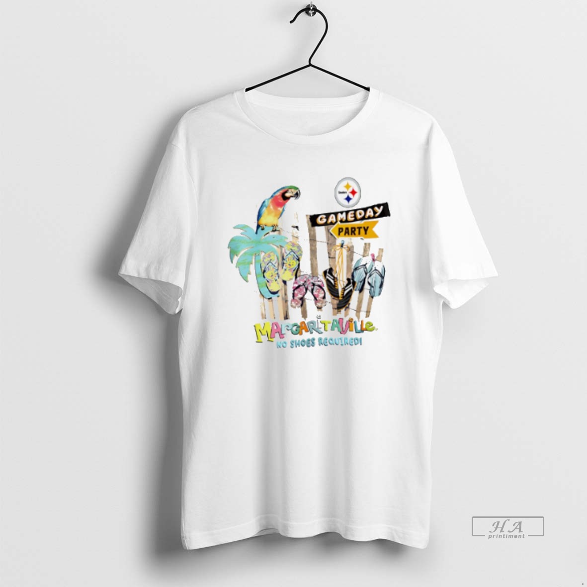 Official Trendy Pittsburgh Steelers Margaritaville No Shoes Required Gameday Party Tee Shirt