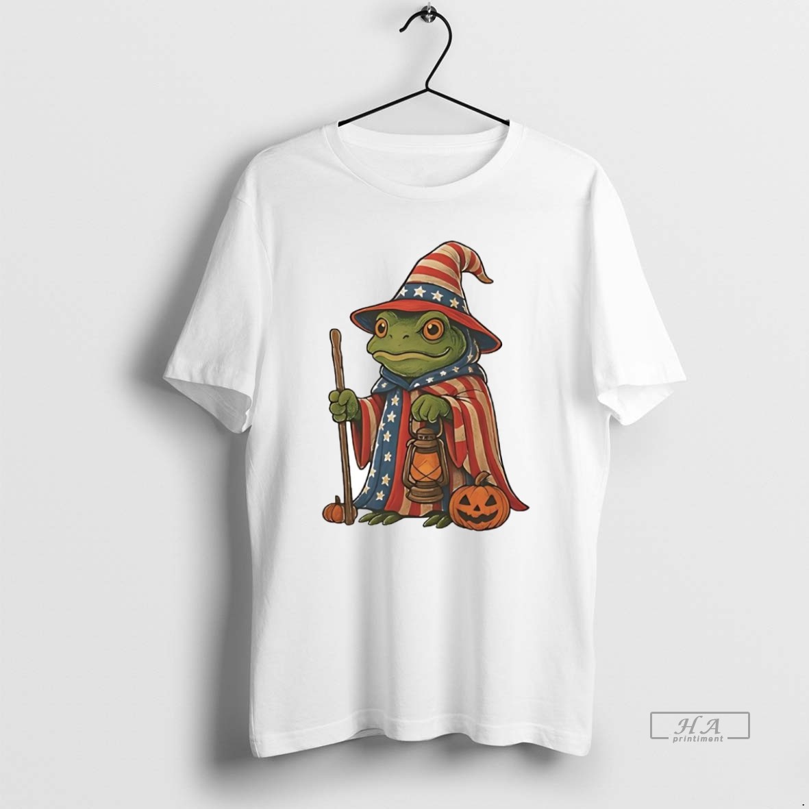 Official Trendy Portland Frog Wizard Patriotic Tee Shirt