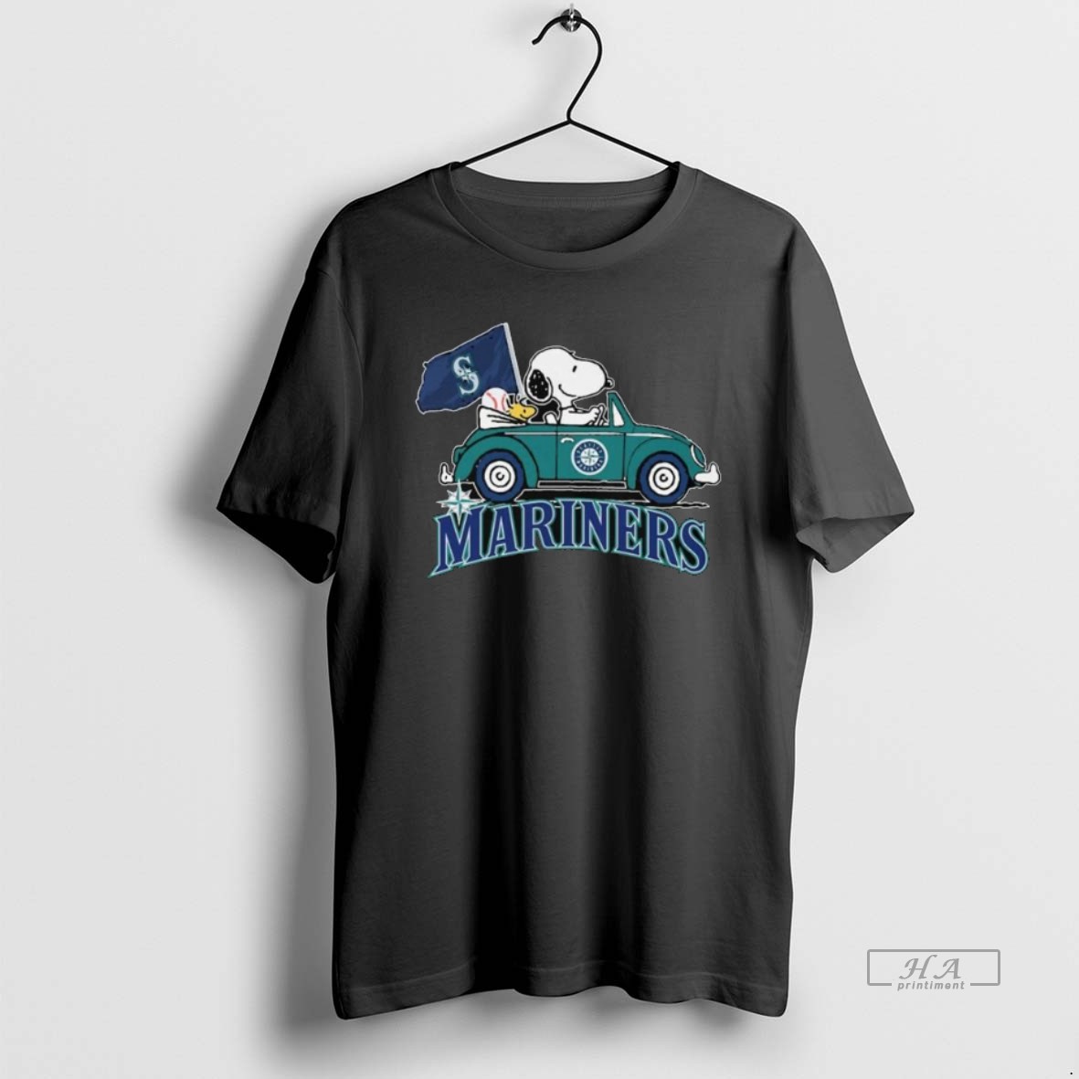 Official Trendy Snoopy And Charlie Brown Driving Car Seattle Mariners 2025 Postseason Long Sleve Tee Shirt