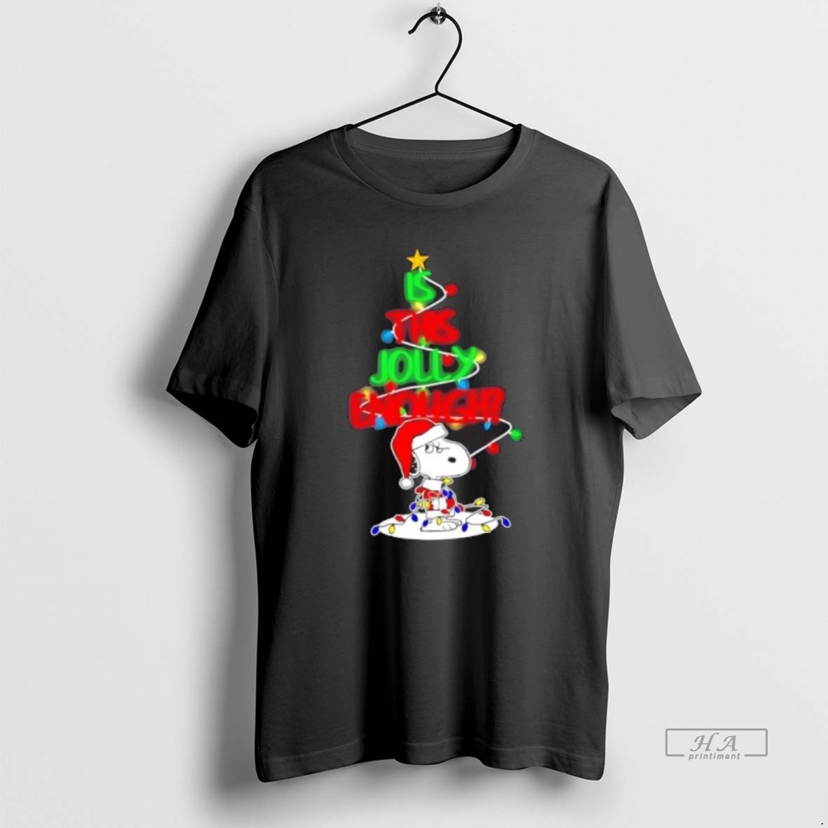 Official Trendy Snoopy Is This Jolly Enough Christmas Tree Tee Shirt