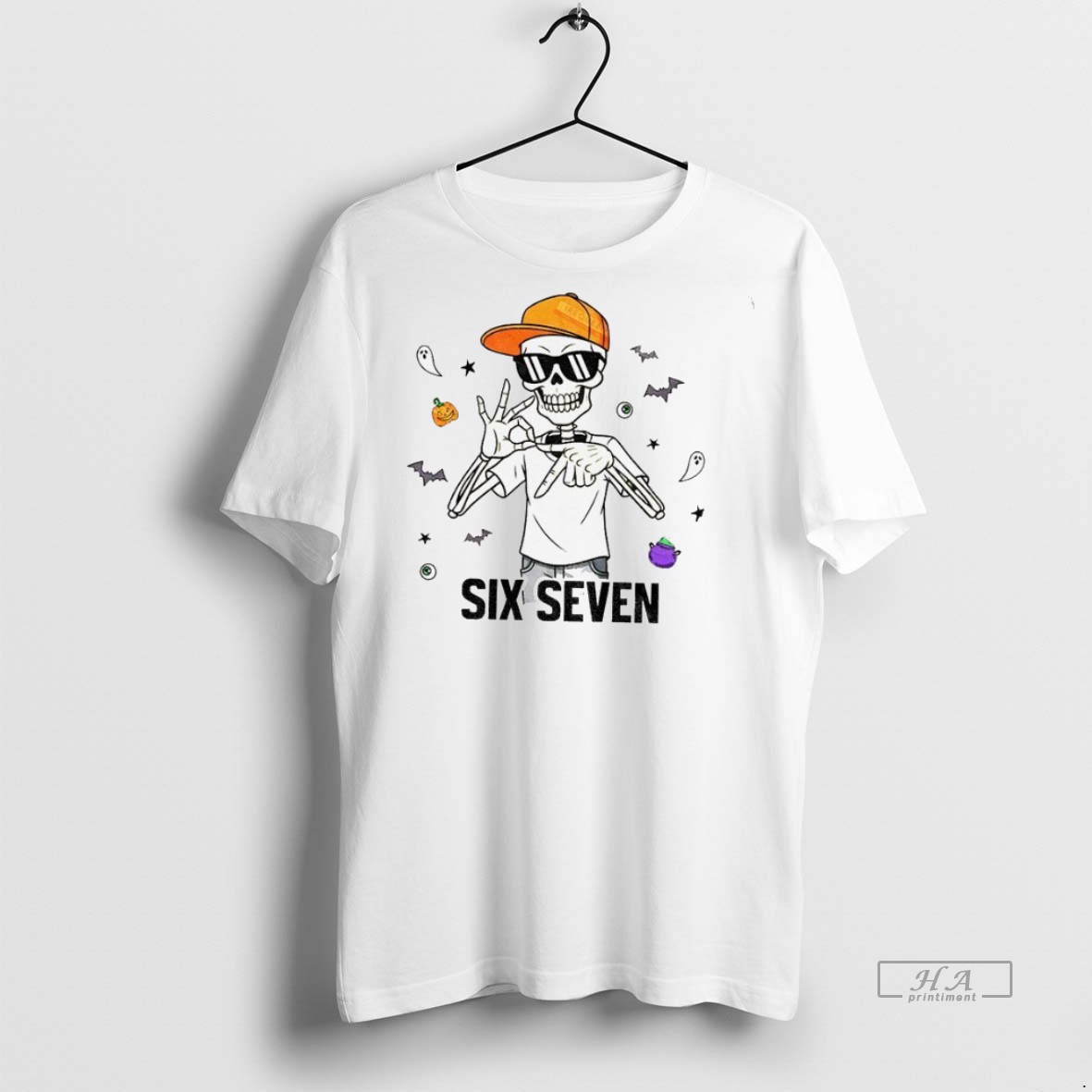 Official Trendy Spooky Six Seven Skeleton Boy 6 7 Funny Halloween Tee Sweater Hoodie