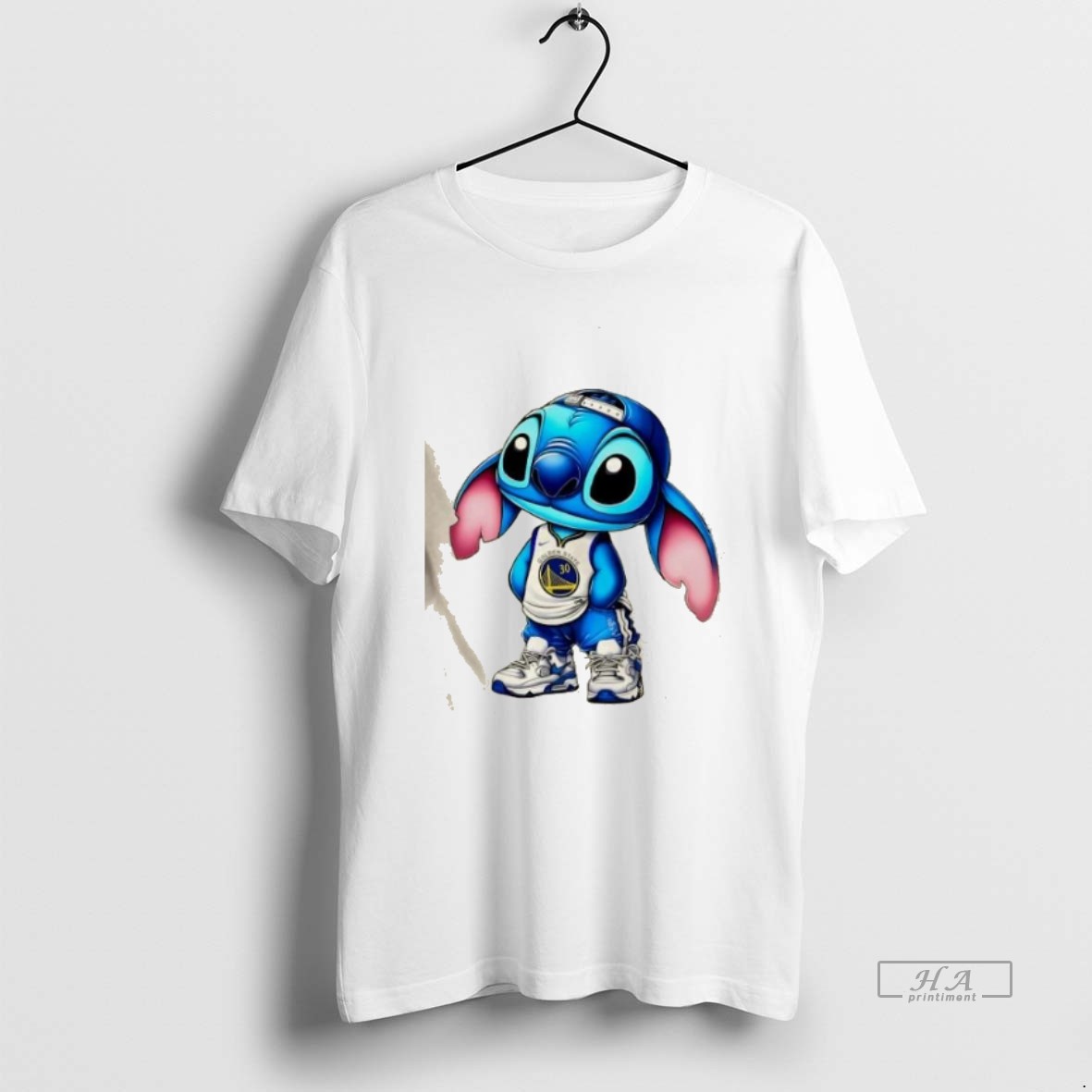 Official Trendy Stitch Wearing Golden State Warriors Hip Hop Style Tee Shirt