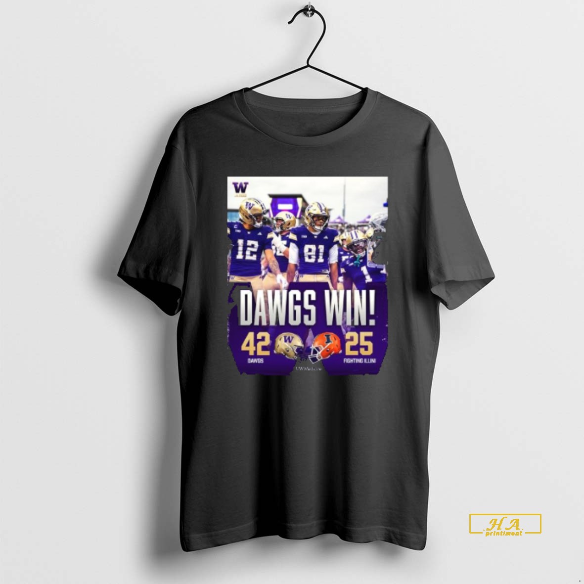 Official Washington Huskies Wins 42 25 Illinois 2025 Gameday Football Shirt