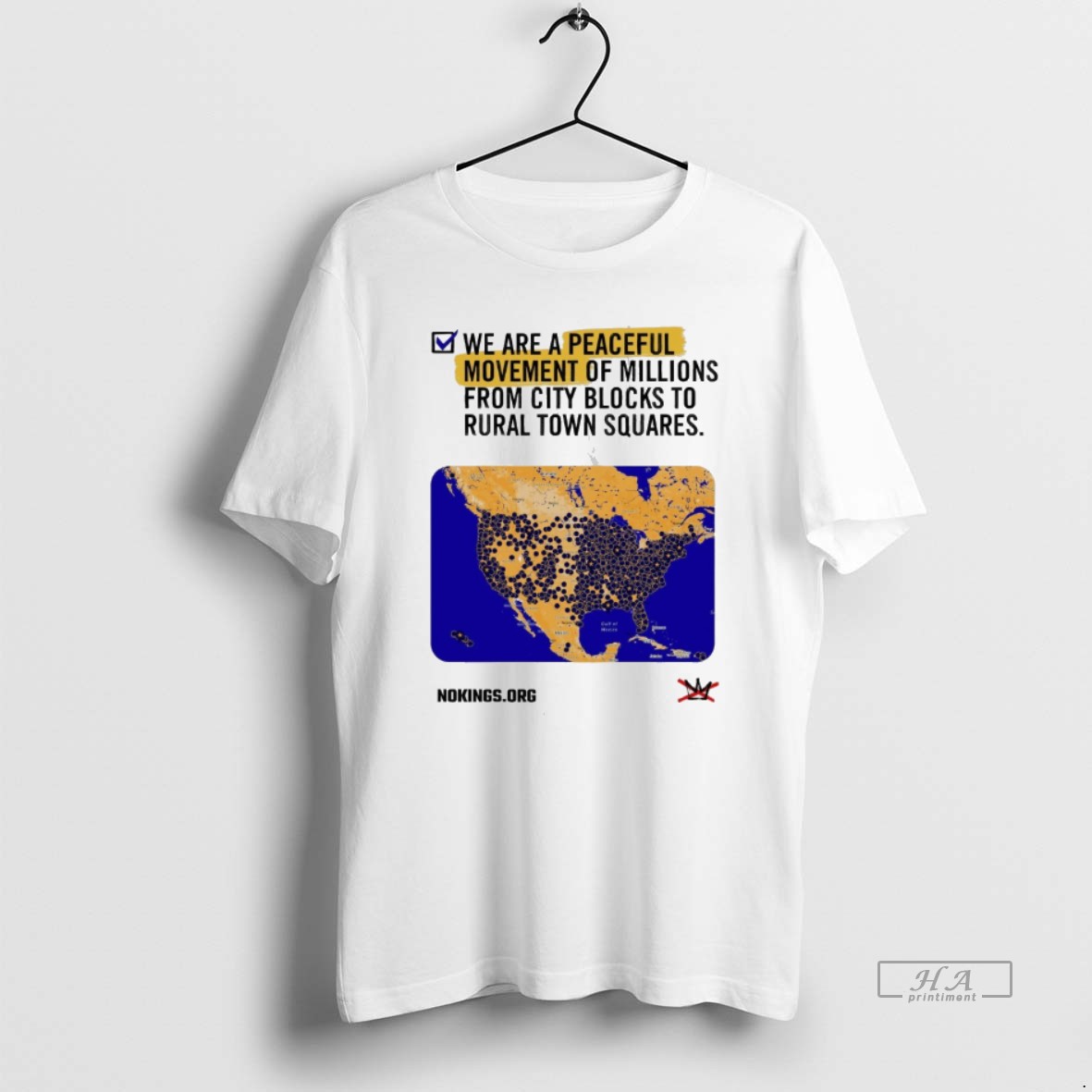 Official We Are A Peaceful Movement Of Millions From City Blocks To Rural Town Squares No Kings T Shirt