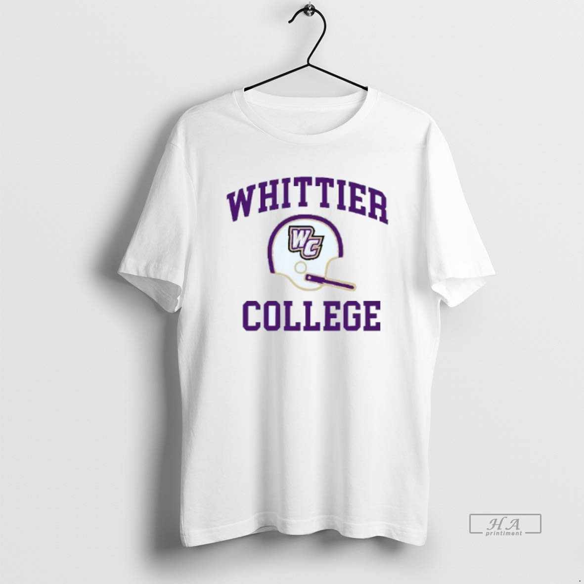 Official Whittier College Helmet Mens White Tee T Shirt