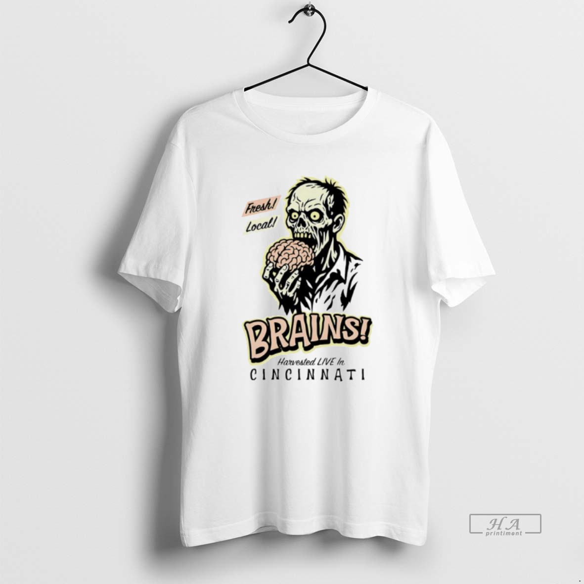 Official Zombie Fresh Local Brains Harvested Live In Cincinnati Shirt