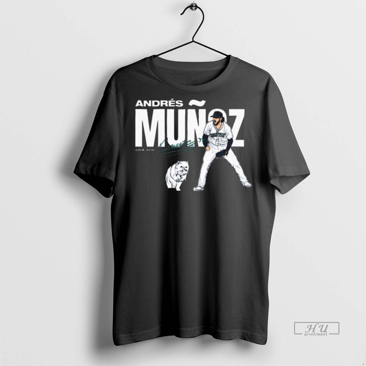 Officials Andres Munoz Seattle Mariners Mlb Slash Line Signature Painting Tee Shirt Sweater Hoodie