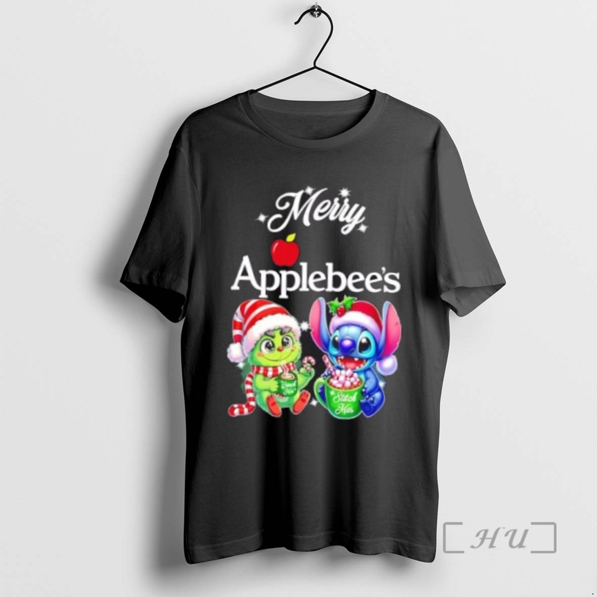 Officials Baby Grinch And Stitch X Applebees Merry Christmas Tee Shirt Sweater Hoodie