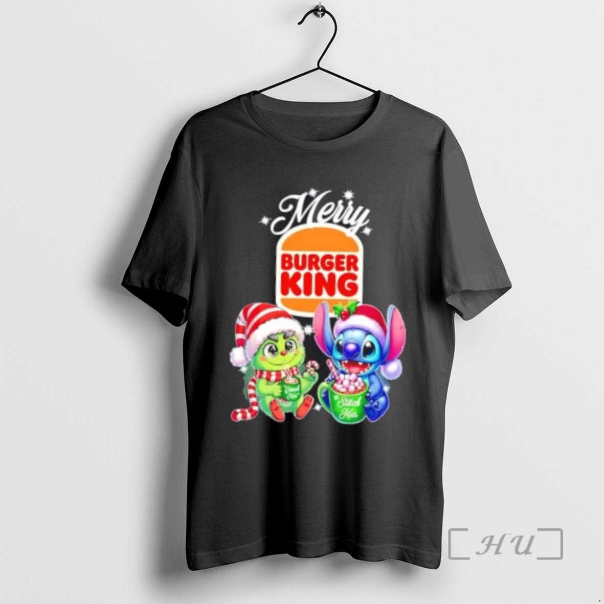 Officials Baby Grinch And Stitch X Burger King Merry Christmas Tee Shirt Sweater Hoodie