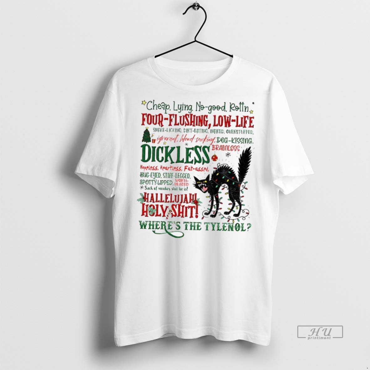 Officials Black Cat Hallelujah Holy Shit Christmas Light Wheres The Tylenol Tee Shirt Sweater Hoodie
