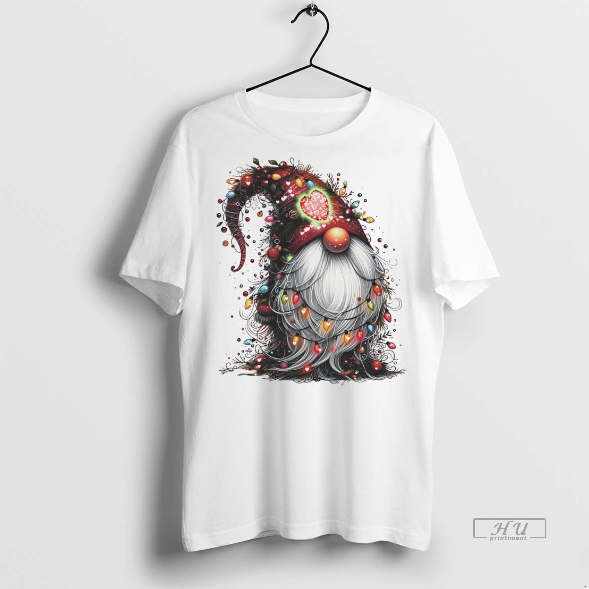 Officials Cute Red Santa Christmas Gnome White Graphic Tee Shirt Sweater Hoodie