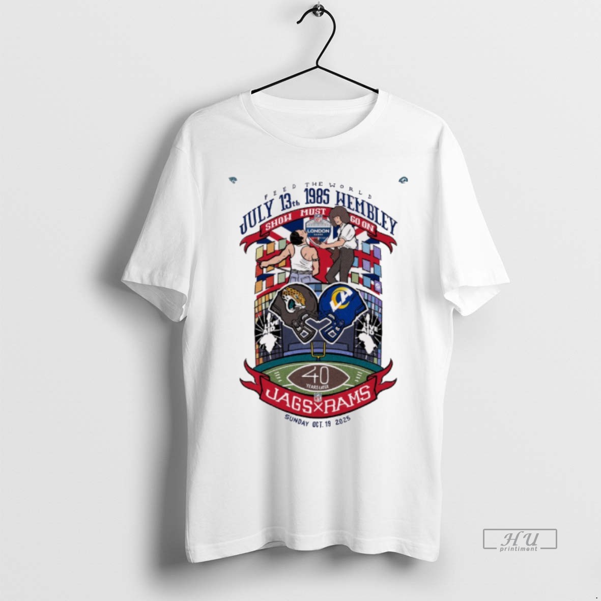 Officials Feed The World July 13 1985 Wembley Show Must Go On Jags Vs Rams Sunday October 19 2025 Tee Shirt Sweater Hoodie