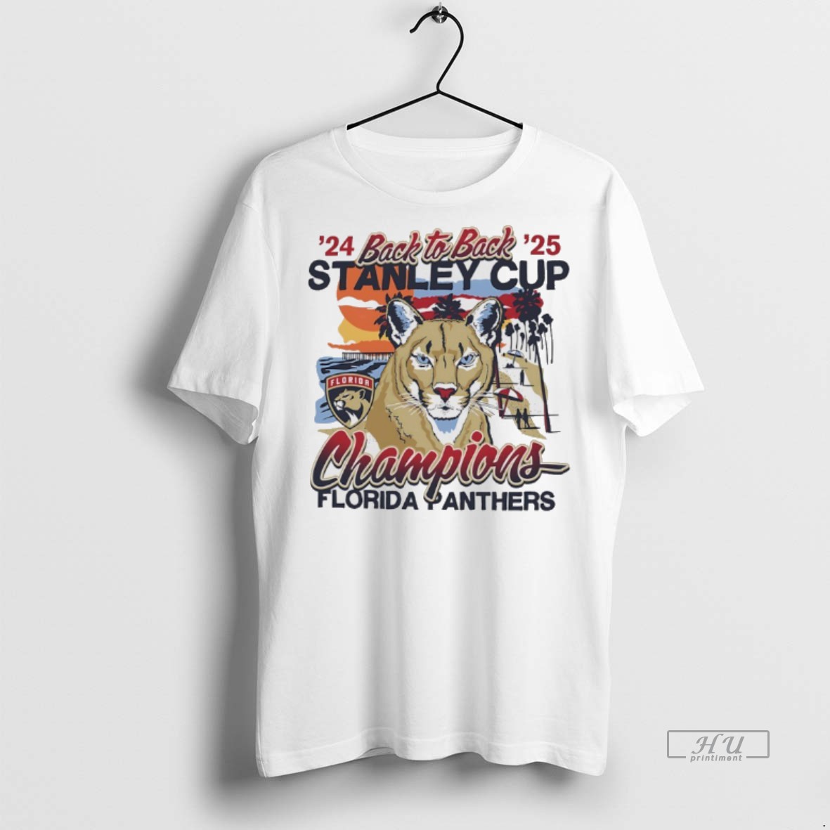 Officials Florida Panthers 24 25 Back To Back Stanley Cup Champions Sunset Tee Shirt Sweater Hoodie