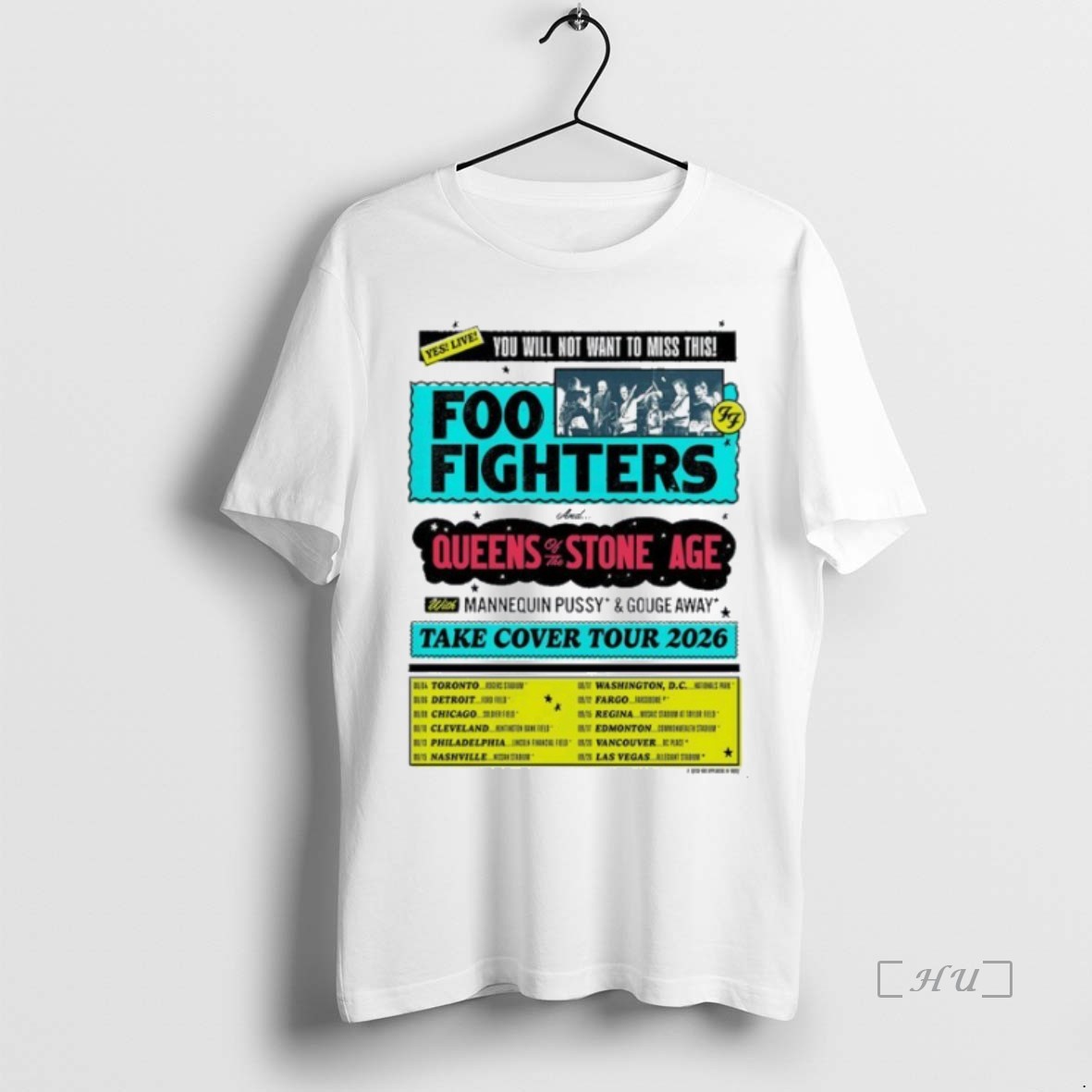 Officials Foo Fighters Queens And The Stone Age Take Cover Tour 2026 Dates T Shirt Sweater Hoodie