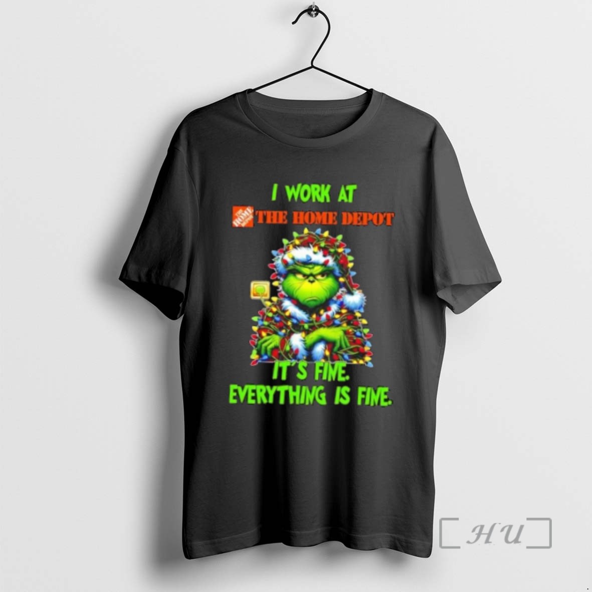 Officials Grinch Christmas Tree I Work At Home Depot Its Fine Everything Is Fine T Shirt Sweater Hoodie
