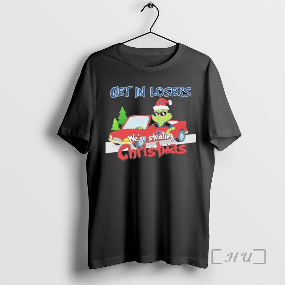 Officials Grinch Driving Car X Dallas Cowboys Get In Loser Were Stealing Christmas T Shirt Sweater Hoodie