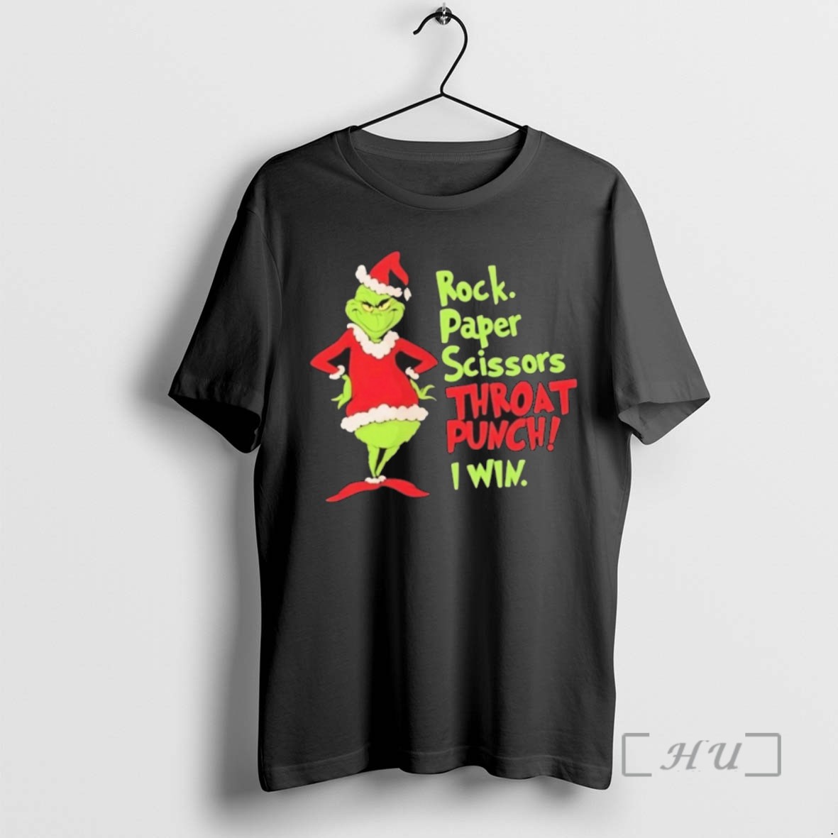 Officials Grinch Rock Paper Scissors Throat Punch I Win Christmas Tee Shirt Sweater Hoodie