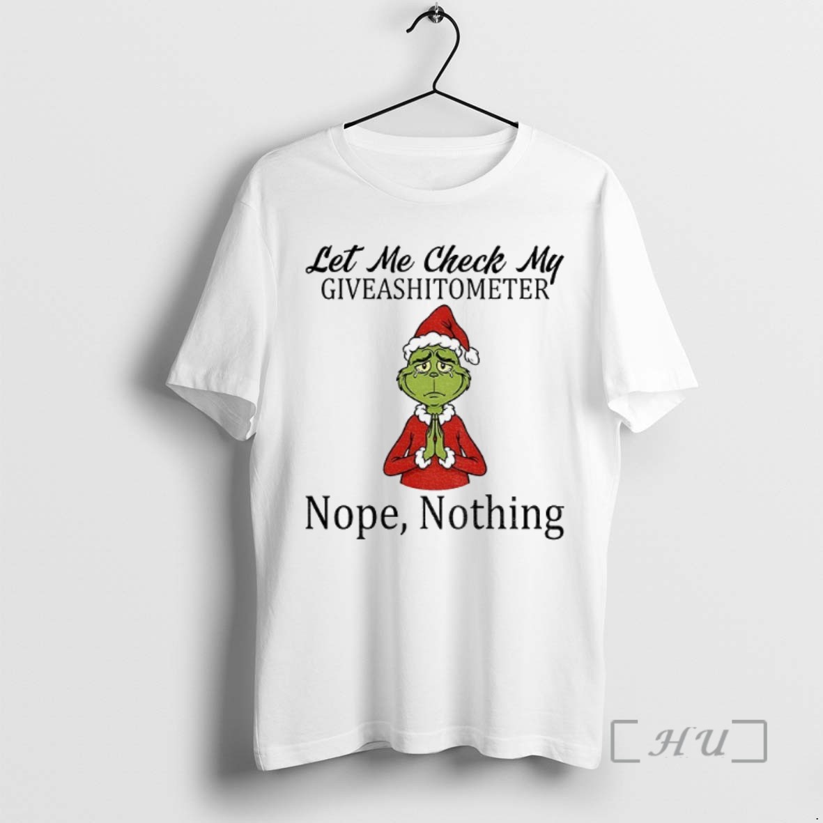 Officials Grinch Santa Hat Let Me Check My Giveashitometer Nope Nothing Christmas T Shirt Sweater Hoodie
