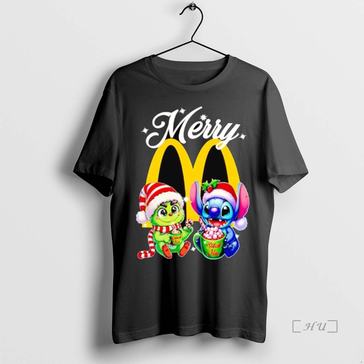 Officials Grinch And Stitch Mcdonalds Merry Christmas T Shirts Sweater Hoodie