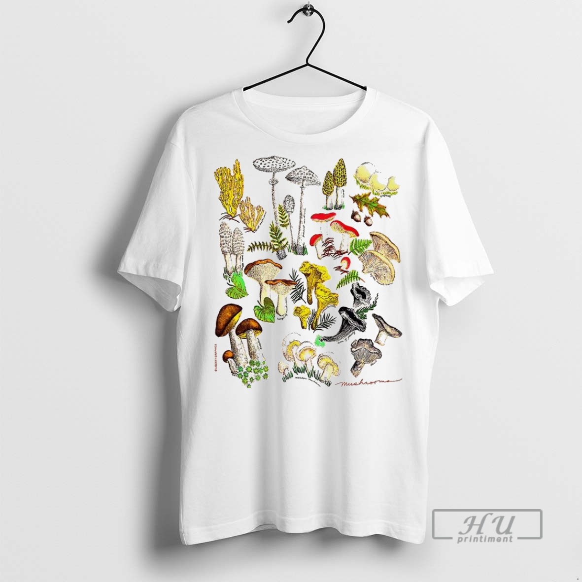 Officials Illustrated Prints Of Mushrooms Natural T Shirt Sweatshirt